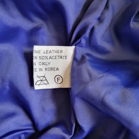 Vintage Royal Blue Suede Black Leather Patchwork Bomber Jacket Fox Run K… - Picture 5 of 16